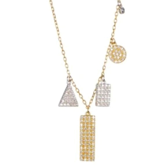 Adornia Gold Plated Sterling Silver Pavé Swarovski Crystal Pendant Neckl… - Picture 2 of 8